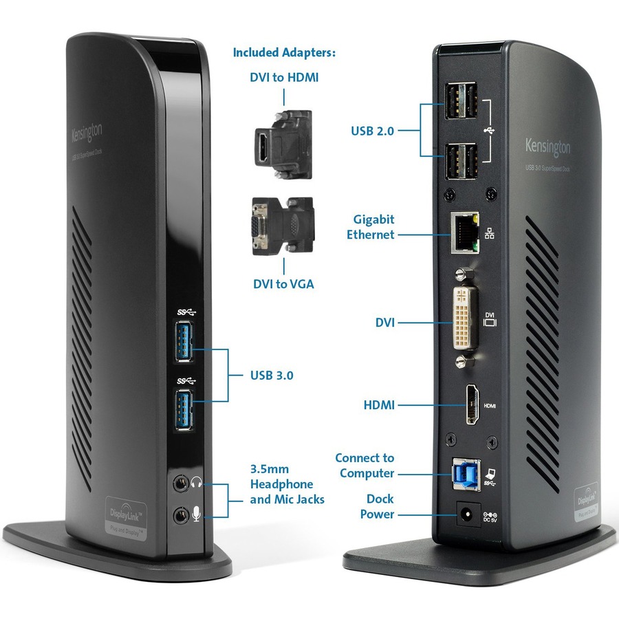 Kensington USB 3.0 Docking Station with Dual DVI/HDMI/VGA Video (sd3500v)