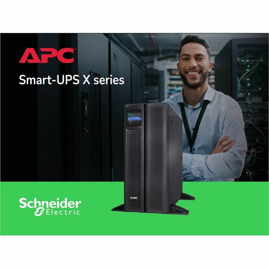 APC Smart-UPS X, Line Interactive, 3kVA, Rack/tower convertible 4U, 100V-127V, 6x 5-15R+3x 5-20R+1x L5-30R NEMA, NMC, Extended runtime, Short depth