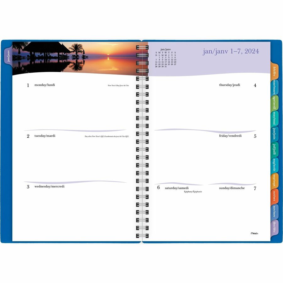 Mead® Tropical Weekly/Monthly Planners - Julian Dates - Weekly, Monthly - January 2024 till December 2024 - Appointment Books & Planners - AAGTL385F10