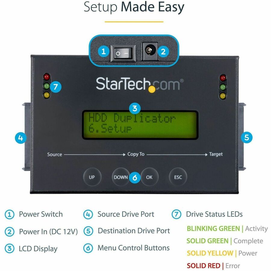 StarTech.com Dual Bay M.2 SATA/NVMe Duplicator/Eraser, SSD Cloner/Wiper,  Hard Drive Sanitizer/Copier