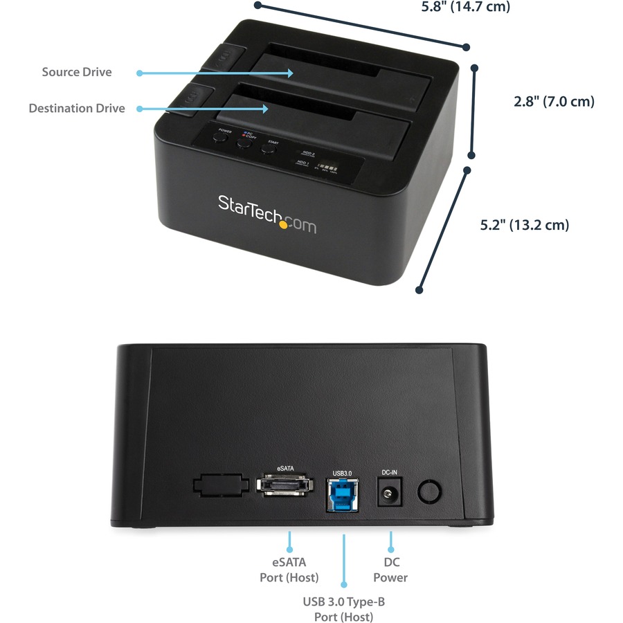 Startech Com Esata Usb 3 0 Hard Drive Duplicator Dock 2 X Total Bay