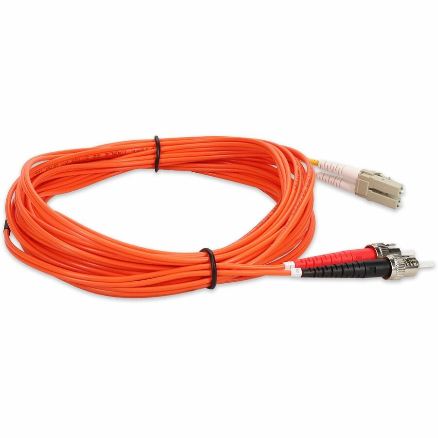 Orange 10 m OM1 duplex fiber patch cable with ST connector on one end and LC connector on the other, OFNR riser-rated — alternate view 5