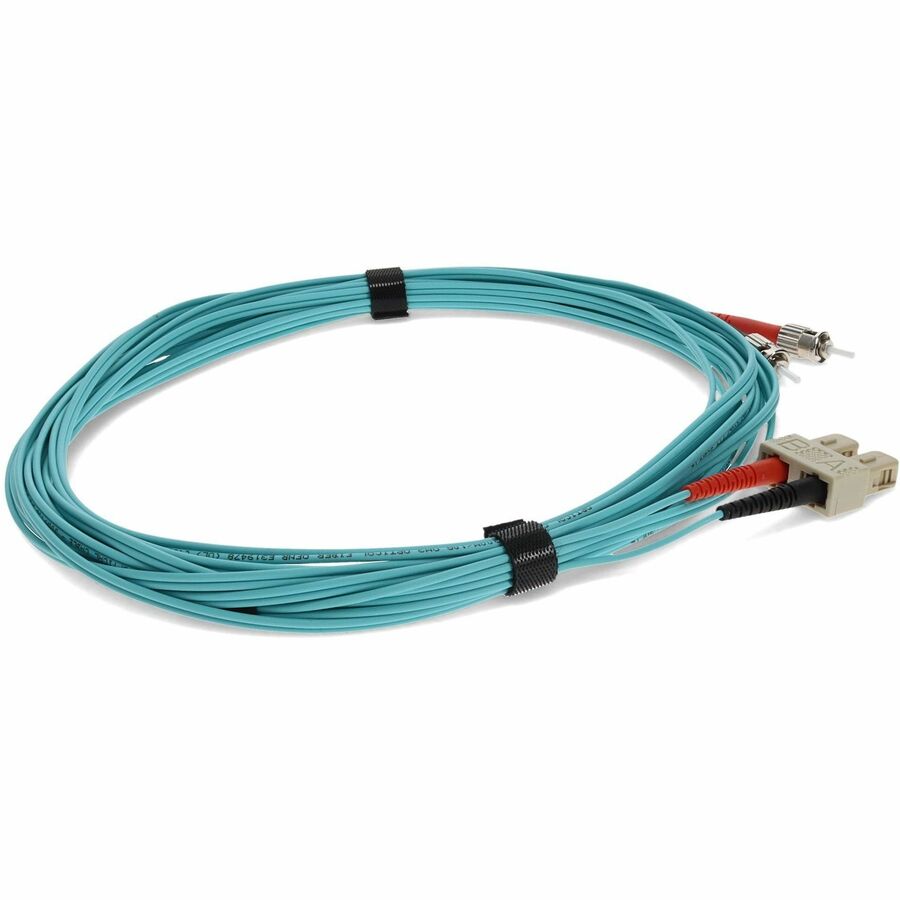 AddOn 3m ST to SC Aqua OM4 Duplex OFNR (Riser-Rated) Fiber Patch Cable