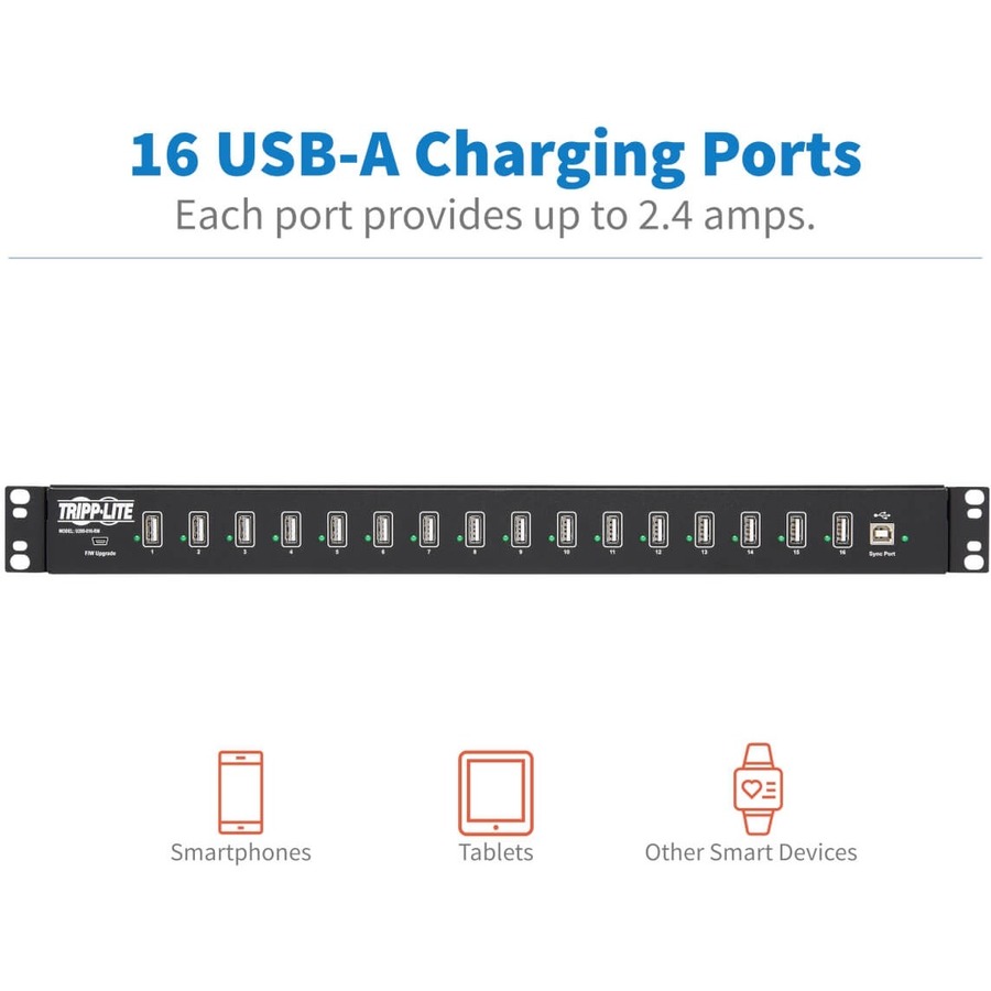 Tripp Lite by Eaton 16-Port USB Charging Station with Syncing Function - 5V 40A / 200W USB Charger Output, TAA