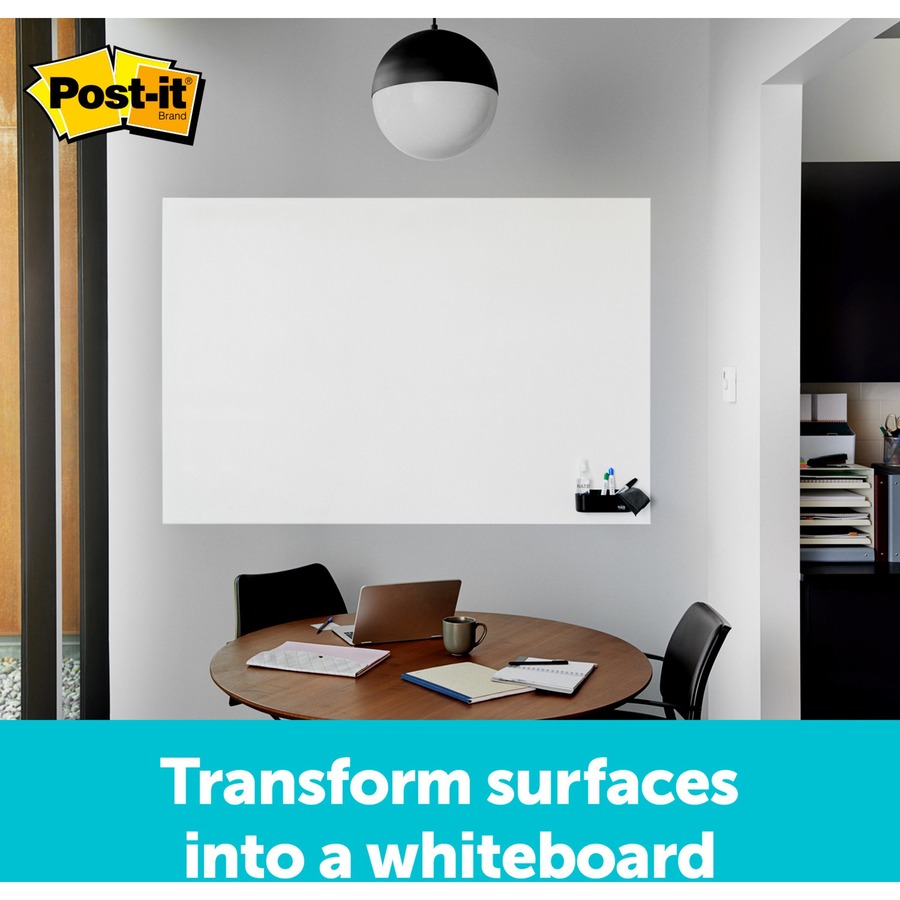 Post-it® Self-Stick Dry-Erase Film Surface - White Surface - 24" (2 ft) Width x 36" (3 ft) Length - White Film - Rectangle - Flexible, Stain Resistant, Self-stick - 1 / Pack