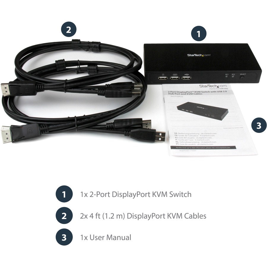 StarTech.com 2-port DisplayPort KVM Switch - USB 2.0 - 4K 30Hz