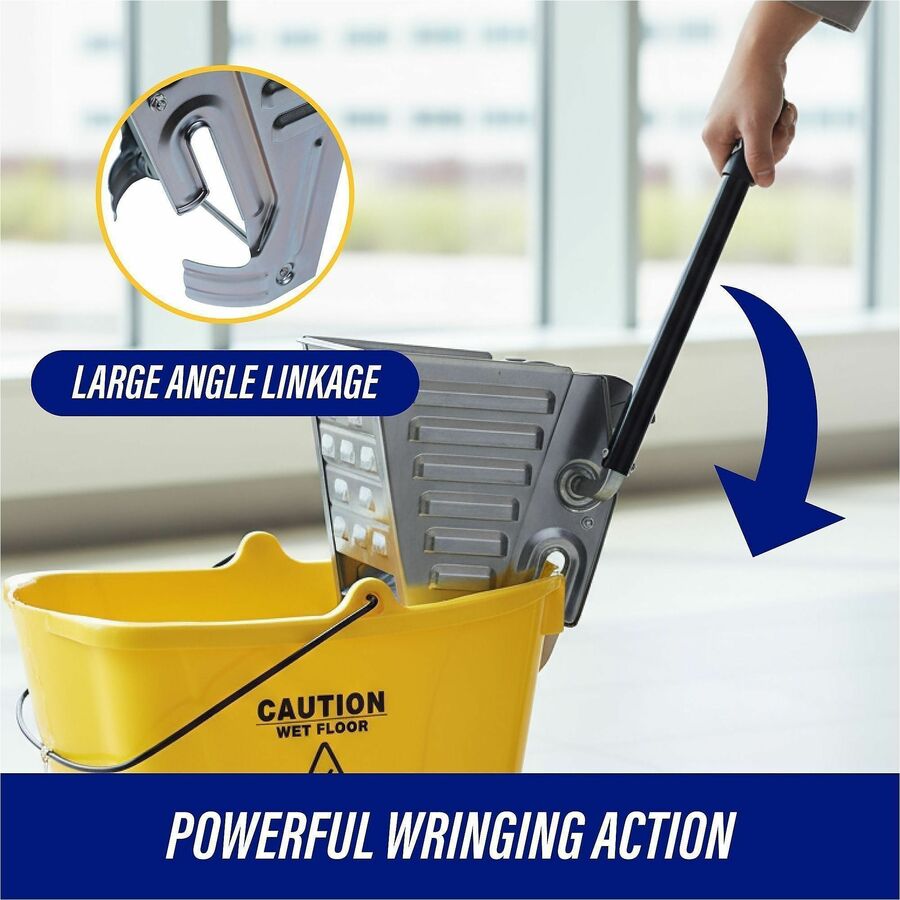 Genuine Joe Metal Squeeze Wringer - Handle, Rust Resistant - 11" x 12" x 20" - Steel - Metallic - 1 Each