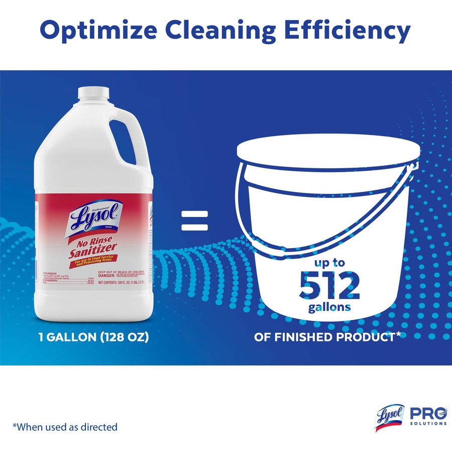 Professional Lysol No Rinse Sanitizer - For Sink, Floor, Wall, Bathtub, Food Service Area - Concentrate - 128 fl oz (4 quart) - 4 / Carton - Disinfectant, Anti-bacterial