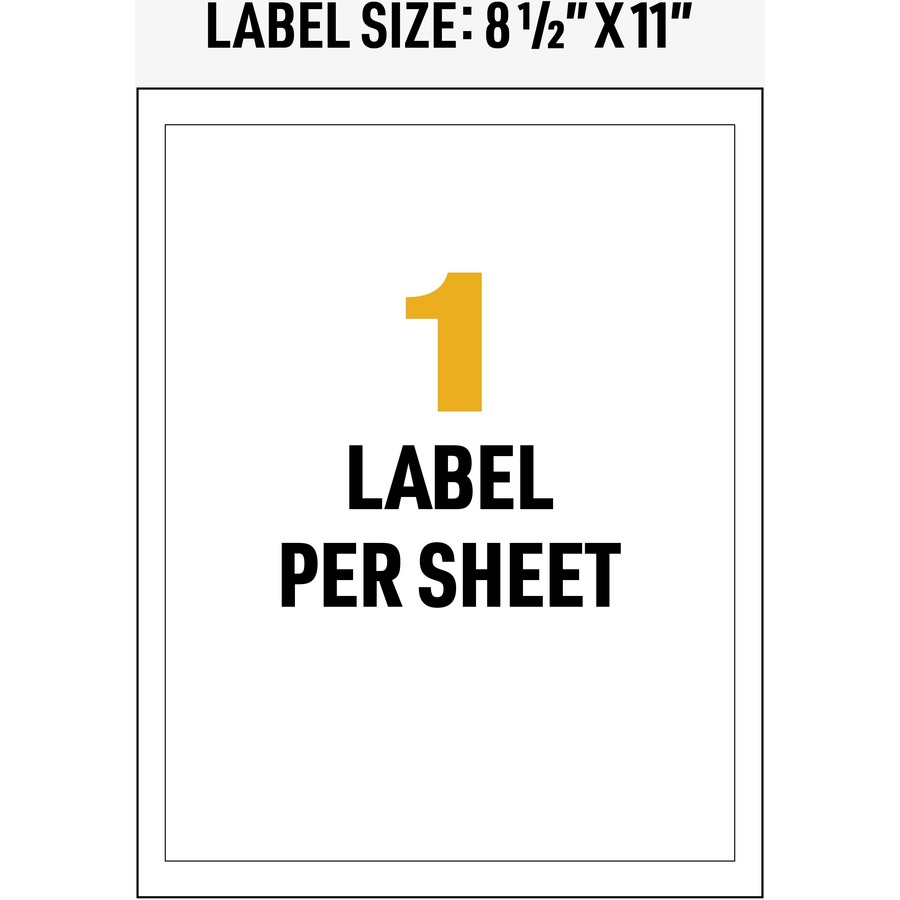 Avery® UltraDuty Warning Label - 8 1/2" Width x 11" Length - Permanent Adhesive - Rectangle - Laser - White - Film - 1 / Sheet - 50 Total Sheets - 50 Total Label(s) - 50 / Box = AVE60501