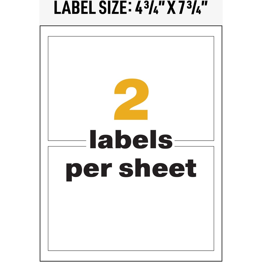 Avery® UltraDuty Warning Label - Permanent Adhesive - Rectangle - Laser - White - Film - 2 / Sheet - 50 Total Sheets - 100 Total Label(s) - 100 / Box - ID & Specialty Labels - AVE60502