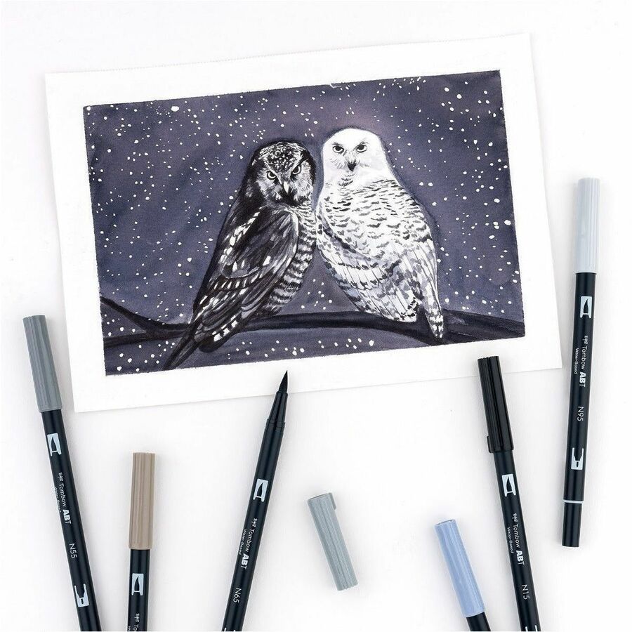 Tombow Dual Brush Pen Art Markers, Grayscale, 10-Pack