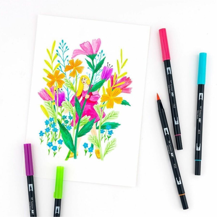 Tombow Dual Brush Pen Art Markers, Bright, 10-Pack