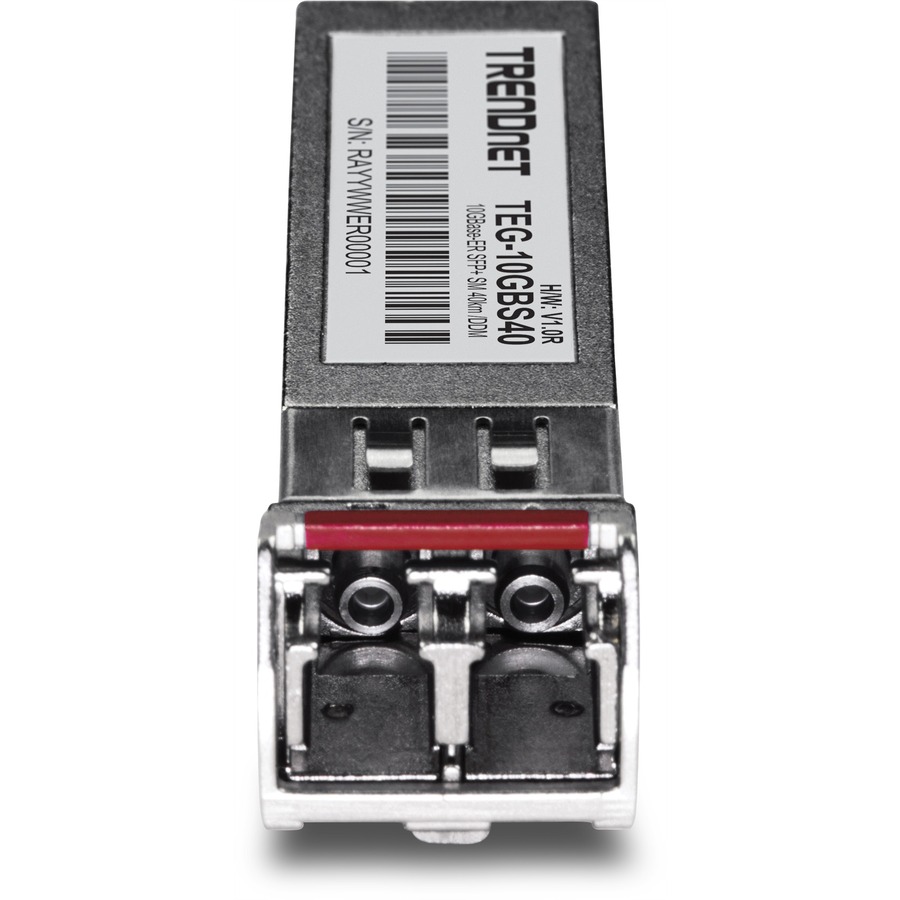 TRENDnet SFP to RJ45 10GBASE-ER SFP+ Single Mode LC Module; TEG-10GBS40; Up to 40 km (24.9 Miles); Hot Pluggable SFP+ Transceiver; 1550nm Wavelength; 3.3 V Power Supply; Lifetime Protection
