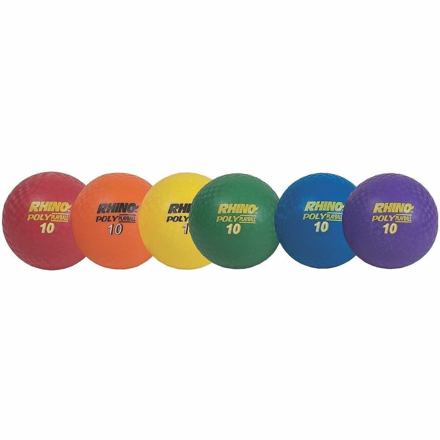Champion Sports Poly Playground Ball Set - 10" - Red, Orange, Yellow, Green, Blue, Purple - 6 / Set