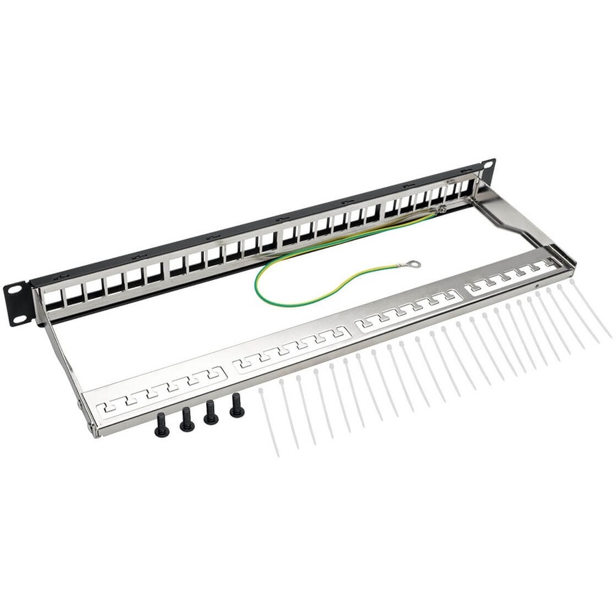Tripp Lite by Eaton 24-Port 1U Rack-Mount Shielded Blank Keystone/Multimedia Patch Panel RJ45 Ethernet USB HDMI Cat5e/6