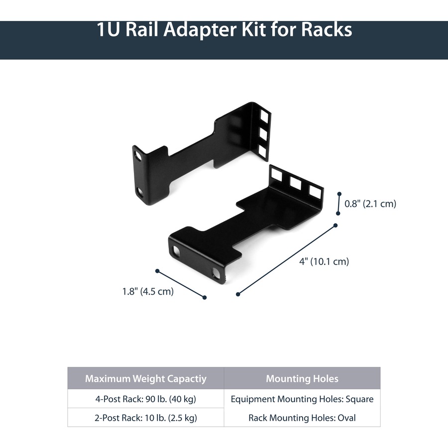 StarTech.com Mounting Adapter Kit for Network Equipment, Server - TAA Compliant - 10 lb Load Capacity - Steel - 1 Each