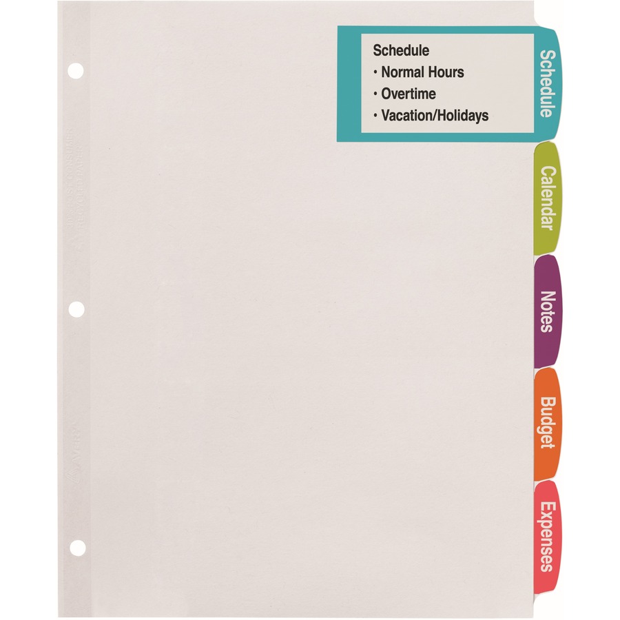 Avery® Big Tab Printable Large White Label Dividers 20 x Divider(s