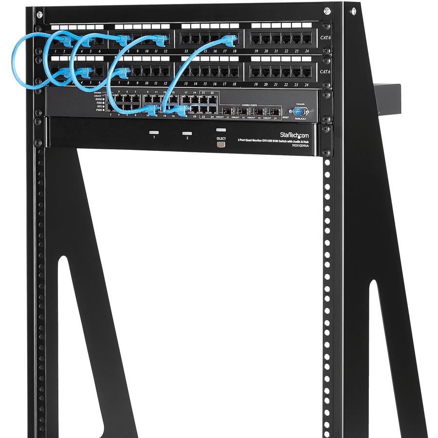2-Post 24U Heavy-Duty Wall Mount Network Rack, 19 Open Frame Server Rack  with Adjustable Depth, Wall Mount Data Rack for IT / AV / Patch Panel /