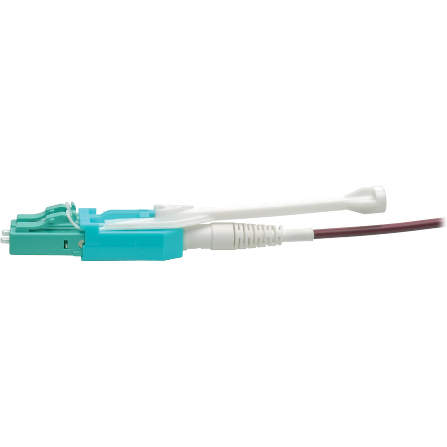 Eaton Tripp Lite Series 40G MTP/MPO to 4xLC Fan-Out OM4 Plenum-Rated Fiber Optic Cable, 40GBASE-SR4, Push/Pull Tabs, Magenta, 5 m