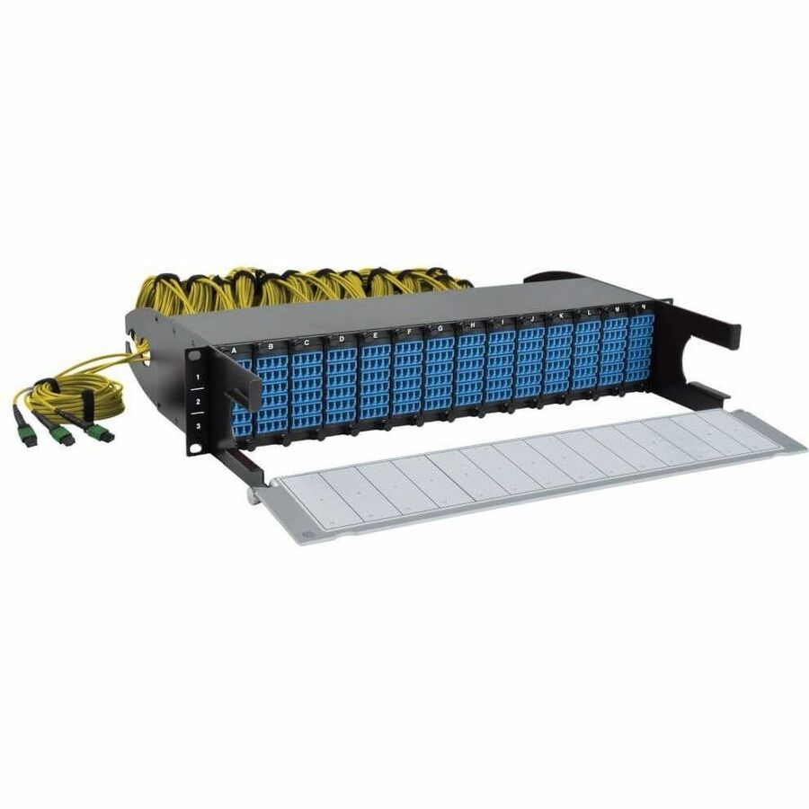 Eaton Tripp Lite Series 40/100Gb Fiber Breakout Patch Panel, 40Gb to 4 x 10Gb, 100Gb to 4 x 25Gb, 42 MTP QSFP to 168 LC Duplex 9/125 Singlemode Ports, 2U