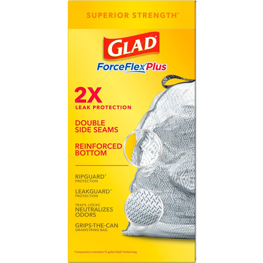 Glad ForceFlexPlus Tall Kitchen Drawstring Trash Bags