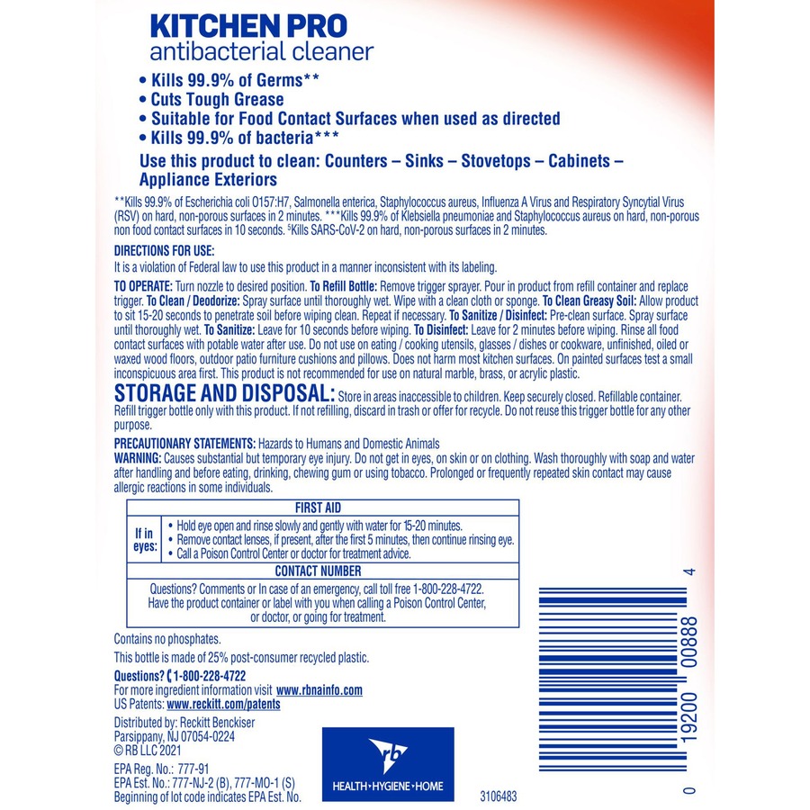 RAC 79556 Reckitt Benckiser Lysol Kitchen Pro Cleaner RAC79556