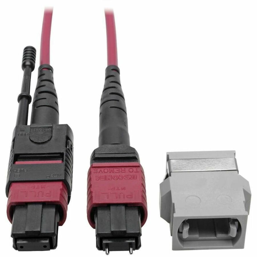 Eaton Tripp Lite Series MTP/MPO Parallel Optics Base-8 Migration Fiber Adapter, Polarity A to B, 12 Fiber, 40GB/100GB, OM4 M/F, Magenta, 8 in.