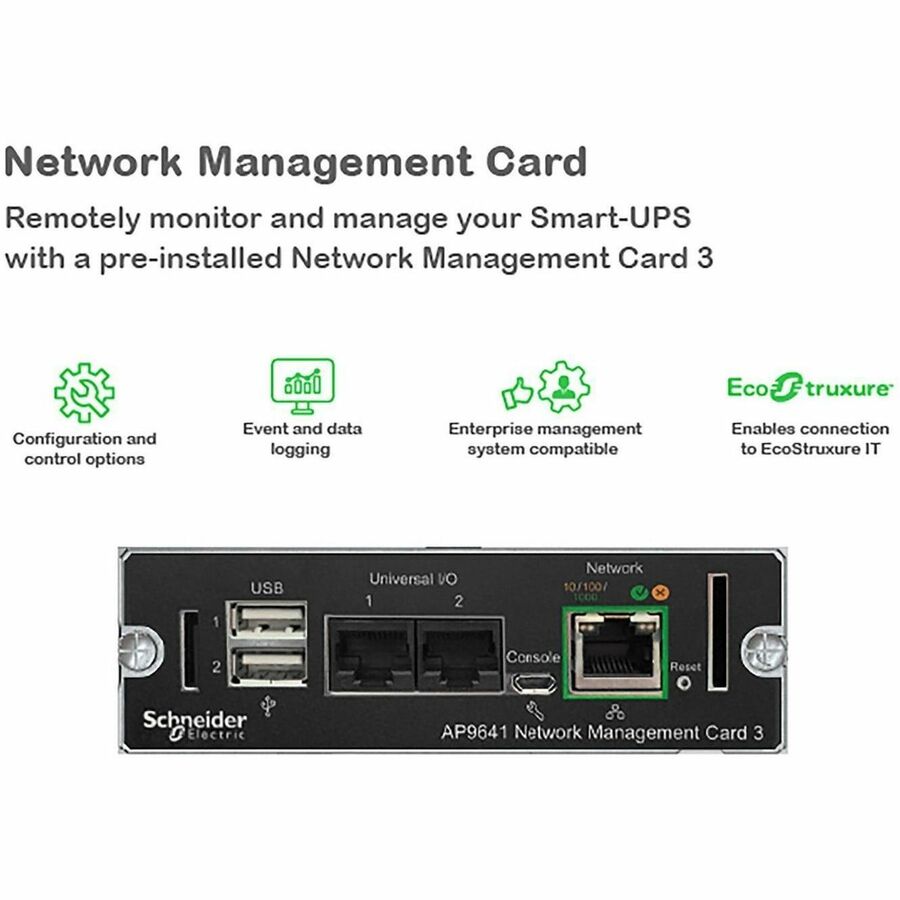 APC Smart-UPS, Line Interactive, 1000VA, Rackmount 2U, 120V, 6x NEMA 5-15R outlets, SmartConnect Port+SmartSlot, AVR, LCD