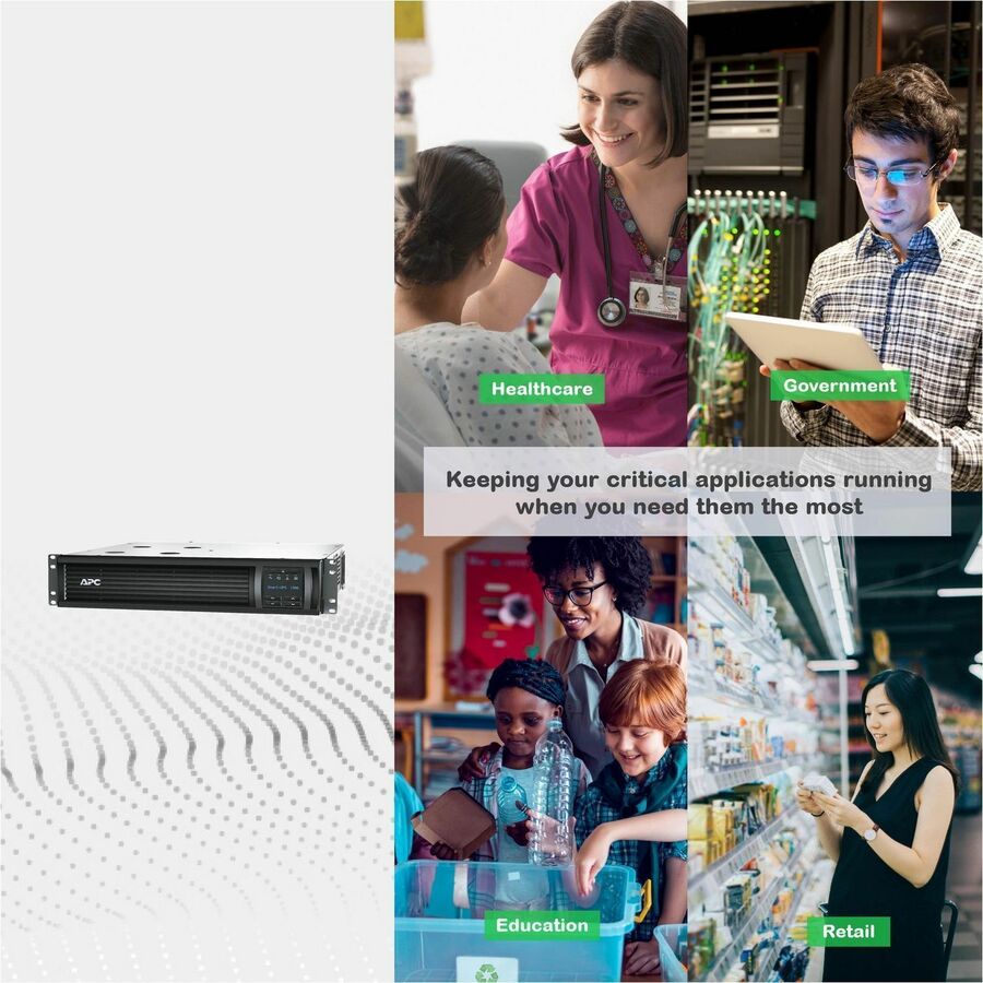 APC Smart-UPS, Line Interactive, 1500VA, Rackmount 2U, 120V, 6x NEMA 5-15R outlets, SmartConnect Port+SmartSlot, AVR, LCD