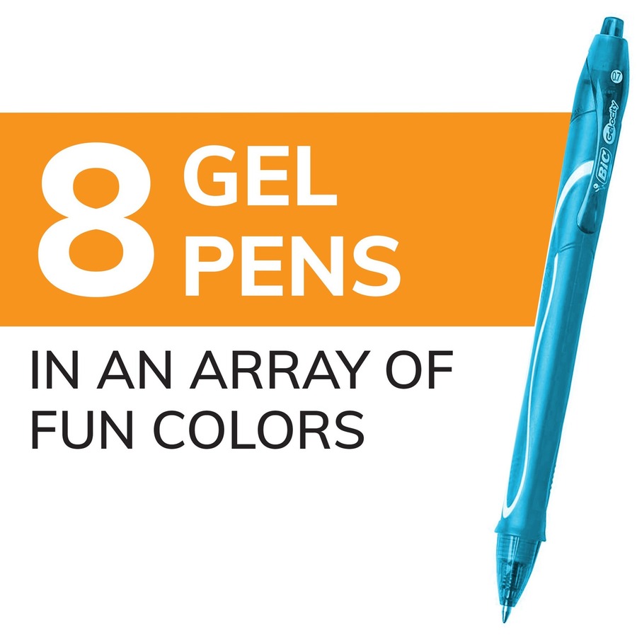 Bic Gel-ocity Retractable Gel Pen, Medium 0.7mm, Black Ink/Barrel, 24/Pack