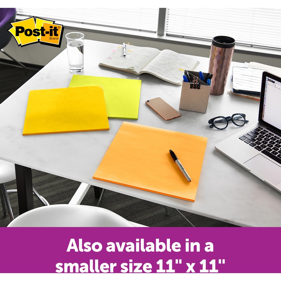 Post-it® Super Sticky Big Notes - 15" x 15" - Square - Neon Orange - 30 / Each - Easel Pads - MMM07801
