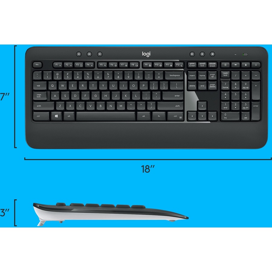 Picture of Logitech MK540 Advanced Wireless Keyboard and Mouse Combo for Windows, 2.4 GHz Unifying USB-Receiver, Multimedia Hotkeys, 3-Year Battery Life, for PC, Laptop