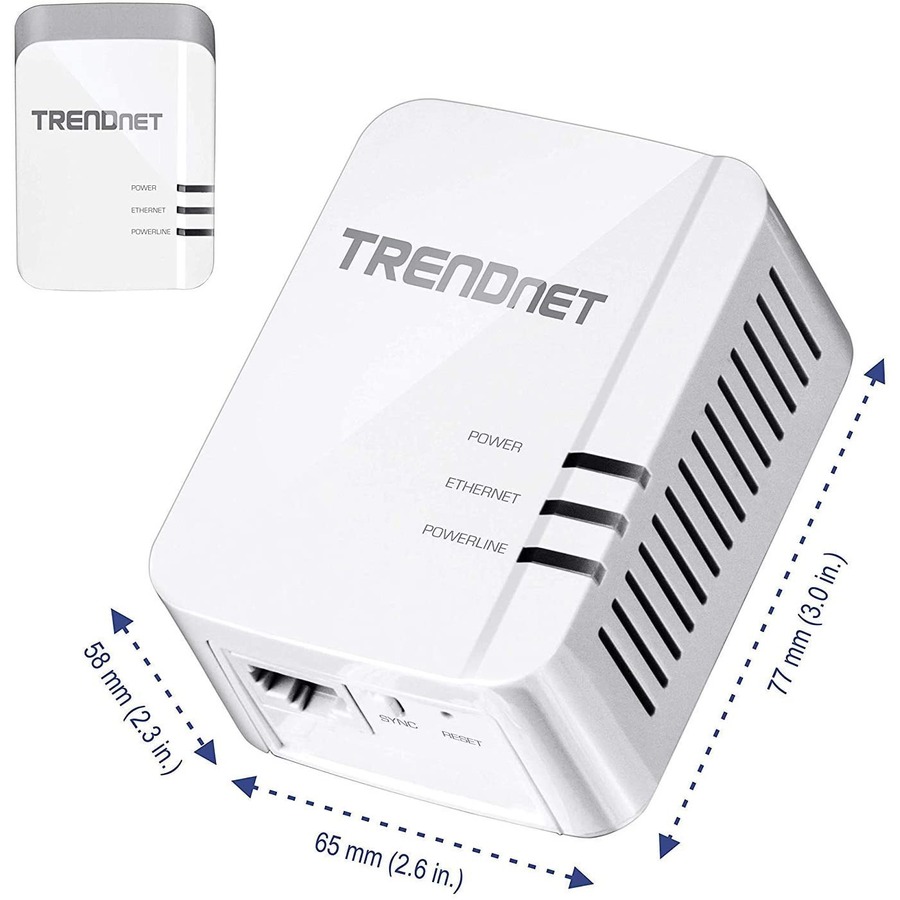 TRENDnet Powerline 1300 AV2 Adapter Kit, Includes 2 x TPL-422E Powerline Ethernet Adapters, IEEE 1905.1 & IEEE 1901, Gigabit Port, Range Up To 300m (984 ft), Simple Installation, White, TPL-422E2K