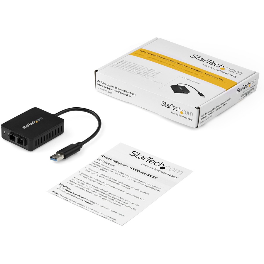 StarTech USB to Fiber Optic Converter - 1000Base-SX SC - USB 3.0 to Gigabit Ethernet Network Adapter - 550m MM - Windows / Mac / Linux