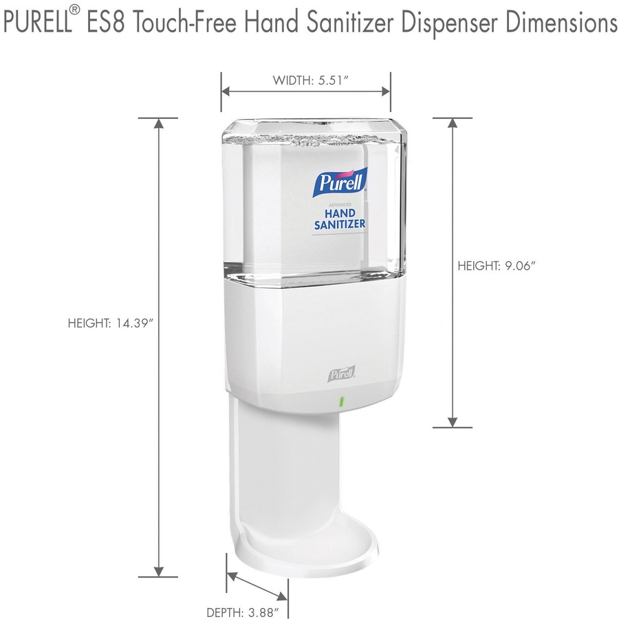 PURELL® ES8 Hand Sanitizer Dispenser - Automatic - 1.27 quart Capacity - Touch-free, Wall Mountable, Refillable - White - 1Each