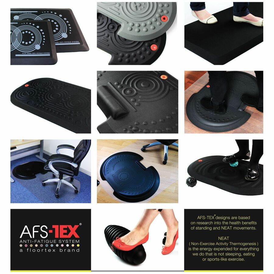AFS-TEX System 2000X Anti-fatigue Mat - Workstation, Reception, Counter, Kitchen - 32" (812.80 mm) Length x 20" (508 mm) Width x 0.70" (17.78 mm) Thickness - Rectangle - Black - Anti-Fatigue Mats - FLRFCA22032XB