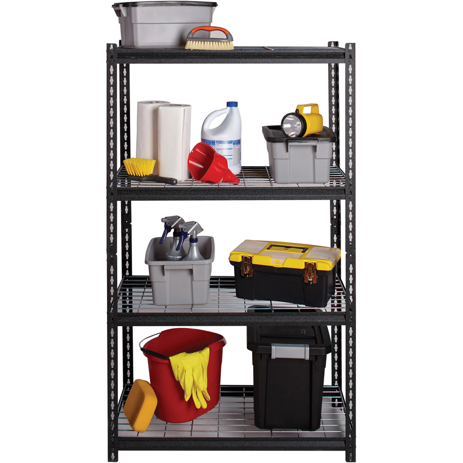 Lorell Wire Deck Shelving - 60" Height x 36" Width x 18" Depth - 30% - Black - Steel - 1 Each - Industrial & Commercial Shelving - LLR99928