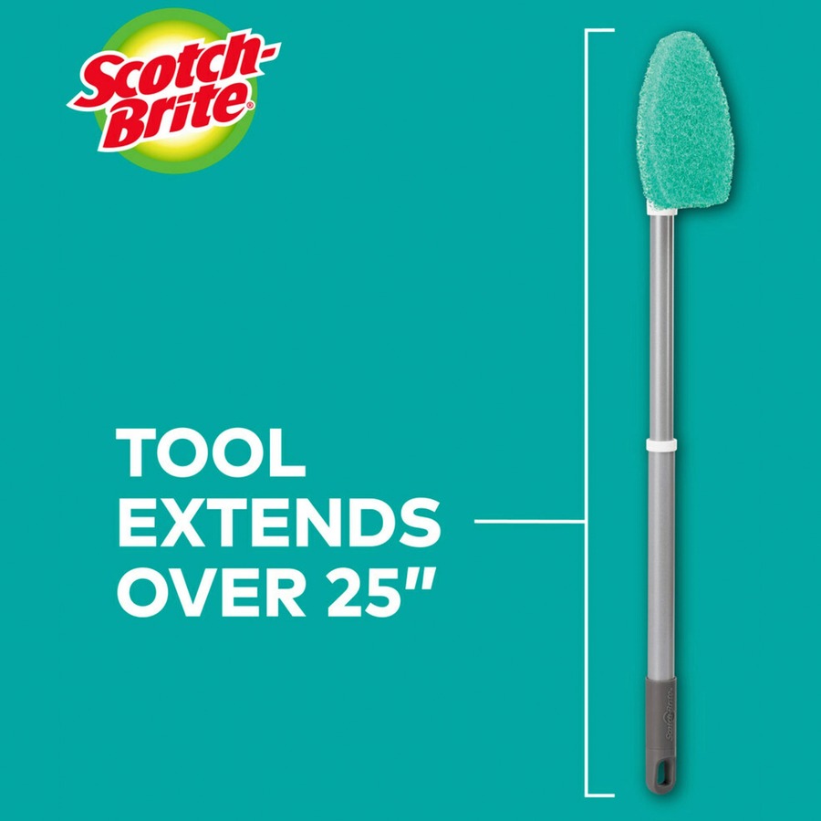 Scotch-Brite Bath Scrubber - 24" Handle Length - Plastic Handle - 1 Each