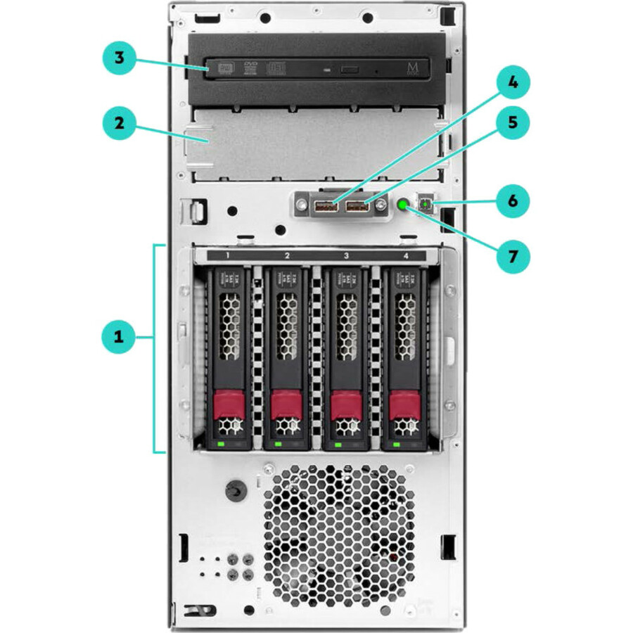 HPE ProLiant ML30 G10 4U Tower Server - 1 x Intel Xeon E-2124 3.30 GHz - 16 GB RAM - Serial ATA/600 Controller