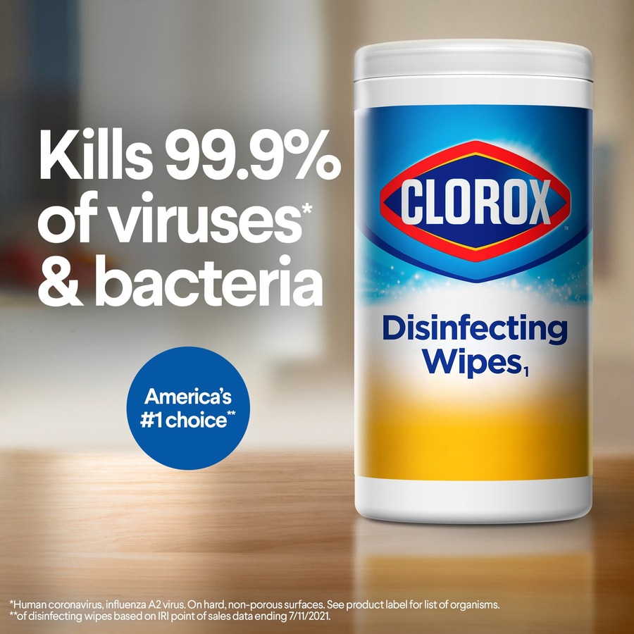 Clorox Disinfecting Wipes, Bleach-Free Cleaning Wipes - For Multipurpose - Fresh Scent - 75 / Canister - 480 / Pallet - Bleach-free, Pre-moistened, Phosphorous-free, Easy Tear, Easy to Use, Antibacterial - White