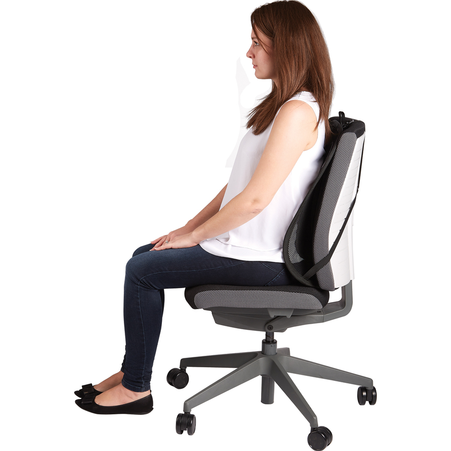 Fellowes Office Suites™ Mesh Back Support - Strap Mount - Black - Mesh Fabric = FEL9191301