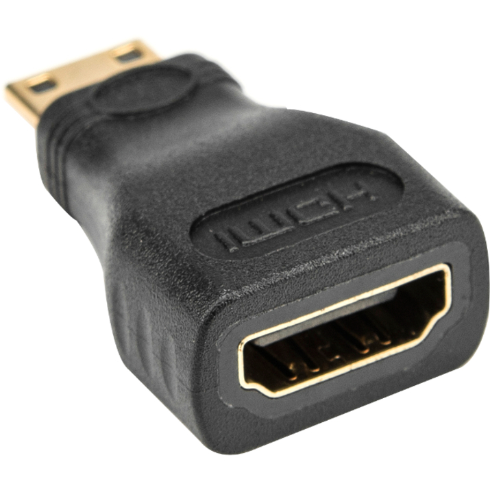 Rocstor Premium HDMI to HDMI Mini Adapter - F/M - 1 Pack - 1 x HDMI Female Digital Audio/Video - 1 x Mini Type C HDMI Male Digital Audio/Video - Gold Connector - Black - Adapter