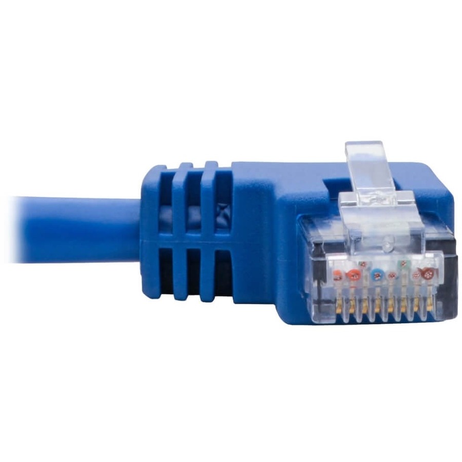 Eaton Tripp Lite Series Left-Angle Cat6 Gigabit Molded UTP Ethernet Cable (RJ45 Left-Angle M to RJ45 M), Blue, 1 ft. (0.31 m)