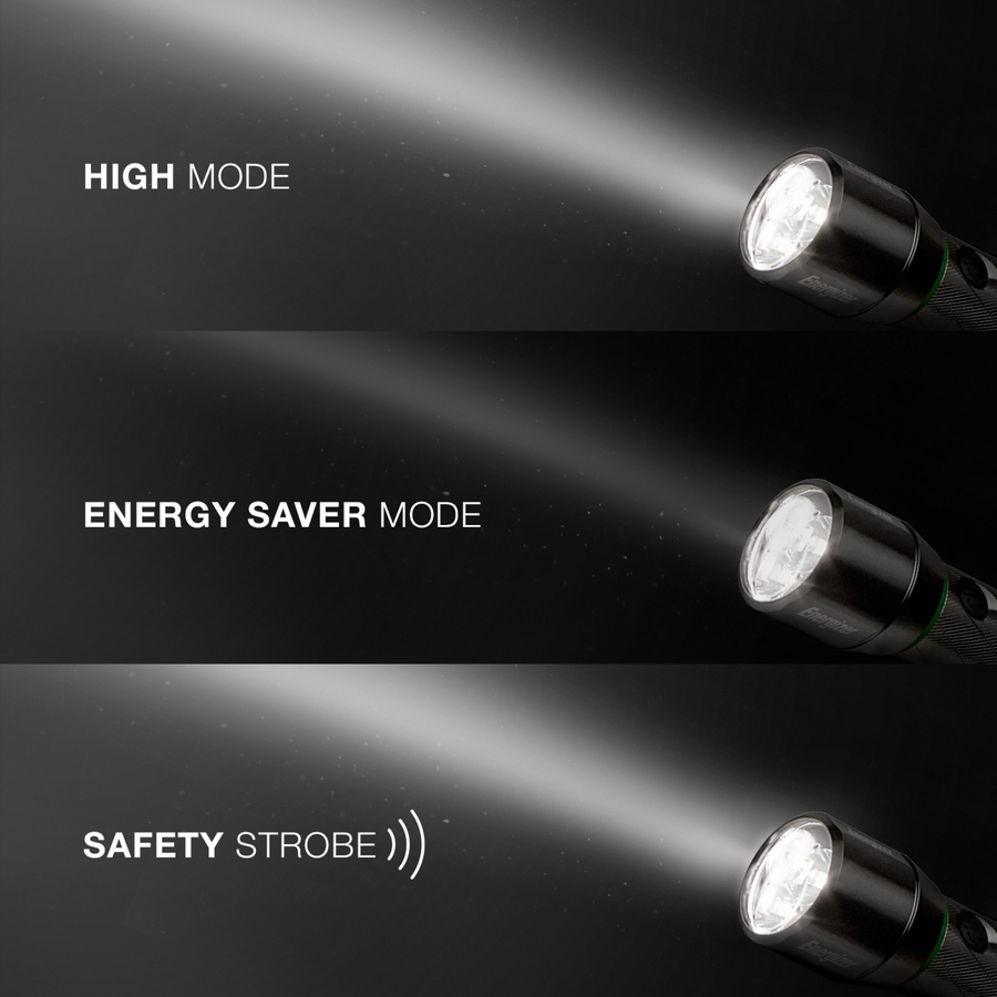Energizer Vision HD Rechargeable LED Flashlight - LED - 1000 lm Lumen - Battery Rechargeable - Battery, USB - Aluminum Alloy - Drop Resistant, Impact Resistant - Aluminum - 1 Each