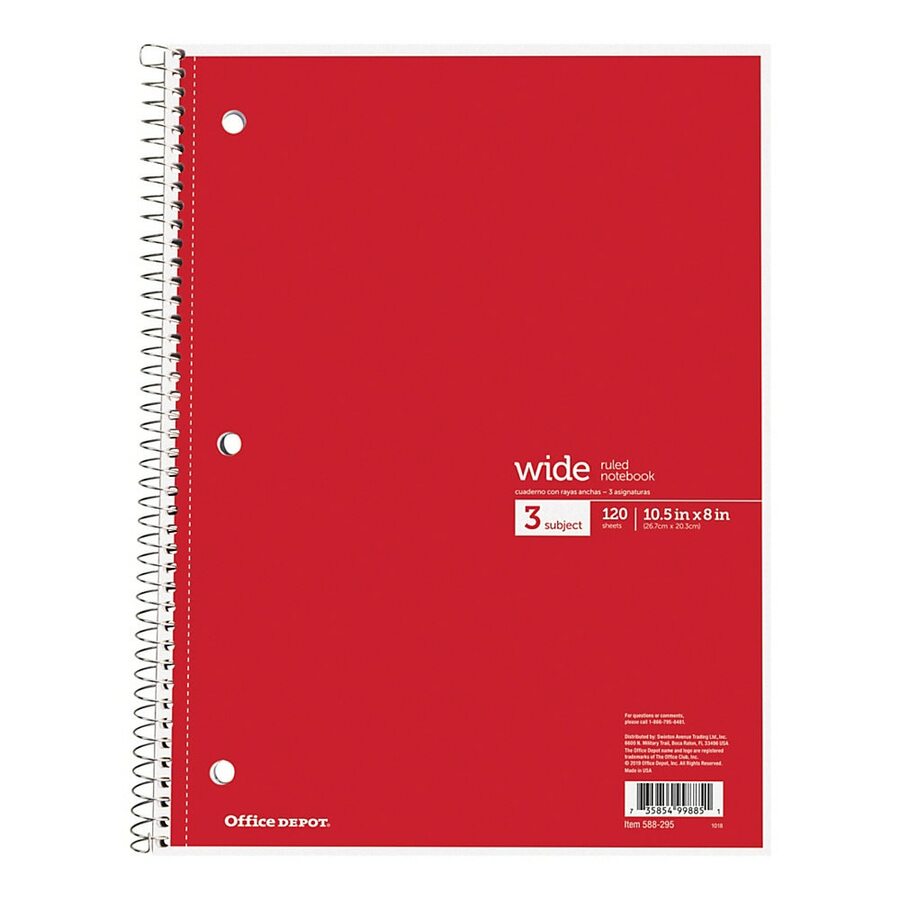 Office Depot Wirebound Notebook, 3Hole Punched, 8 1/2" x 10 1/2", 3