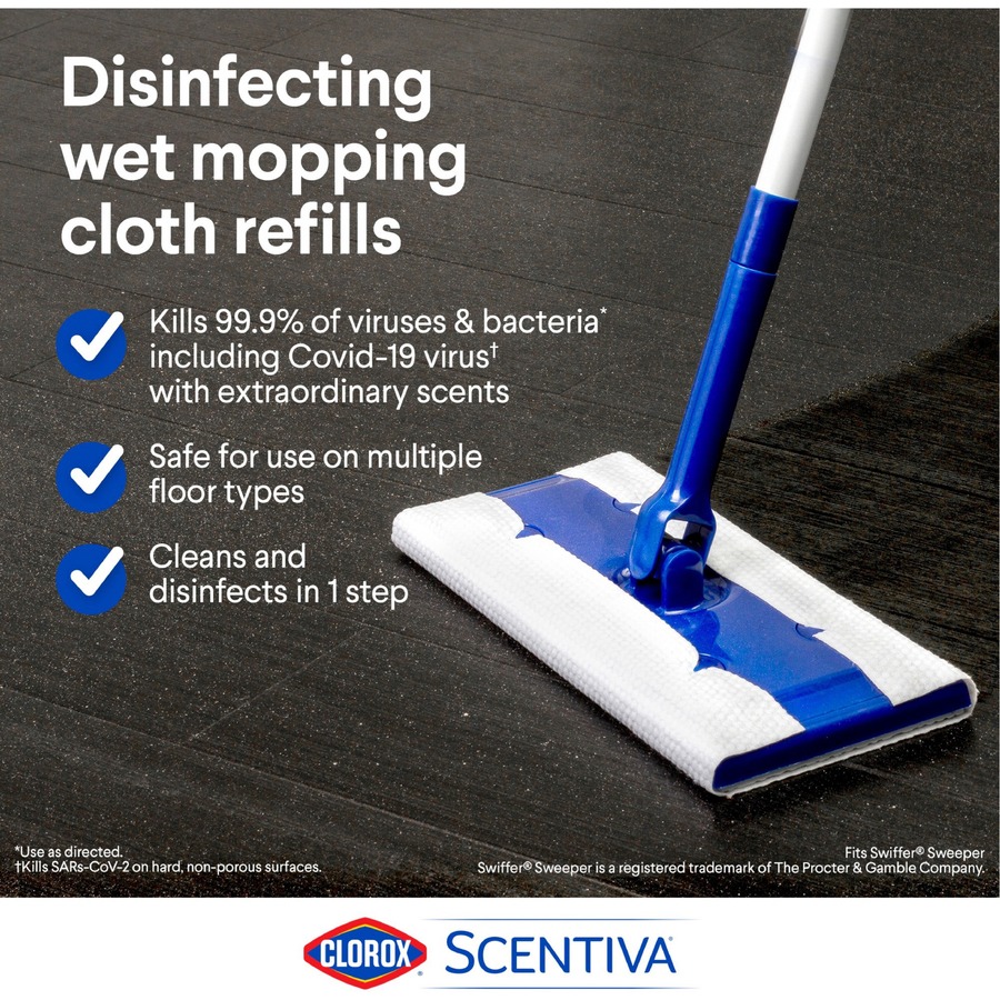 Clorox Scentiva Disinfecting Wet Mopping Cloth Refills 5.9" Width x