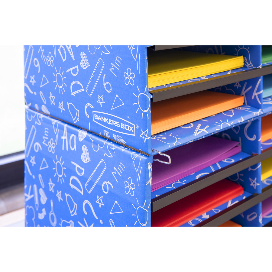 Bankers Box Bankers Box Classroom 30 Compartment Literature Sorter, 1pk - External Dimensions: 28.5" Width x 12.4" Depth x 12.8" Height - Blue - For Classroom Supplies, Storage - Recycled - 1 Each - Literature Organizers/Sorters - FEL3384401