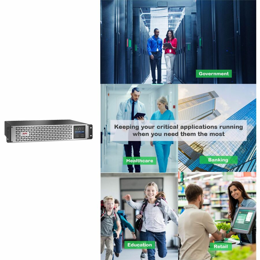 APC Smart-UPS, Line Interactive, 1000VA, Lithium-ion, Rackmount 2U, 120V, 6x NEMA 5-15R outlets, SmartConnect Port+SmartSlot, Short Depth, AVR, LCD