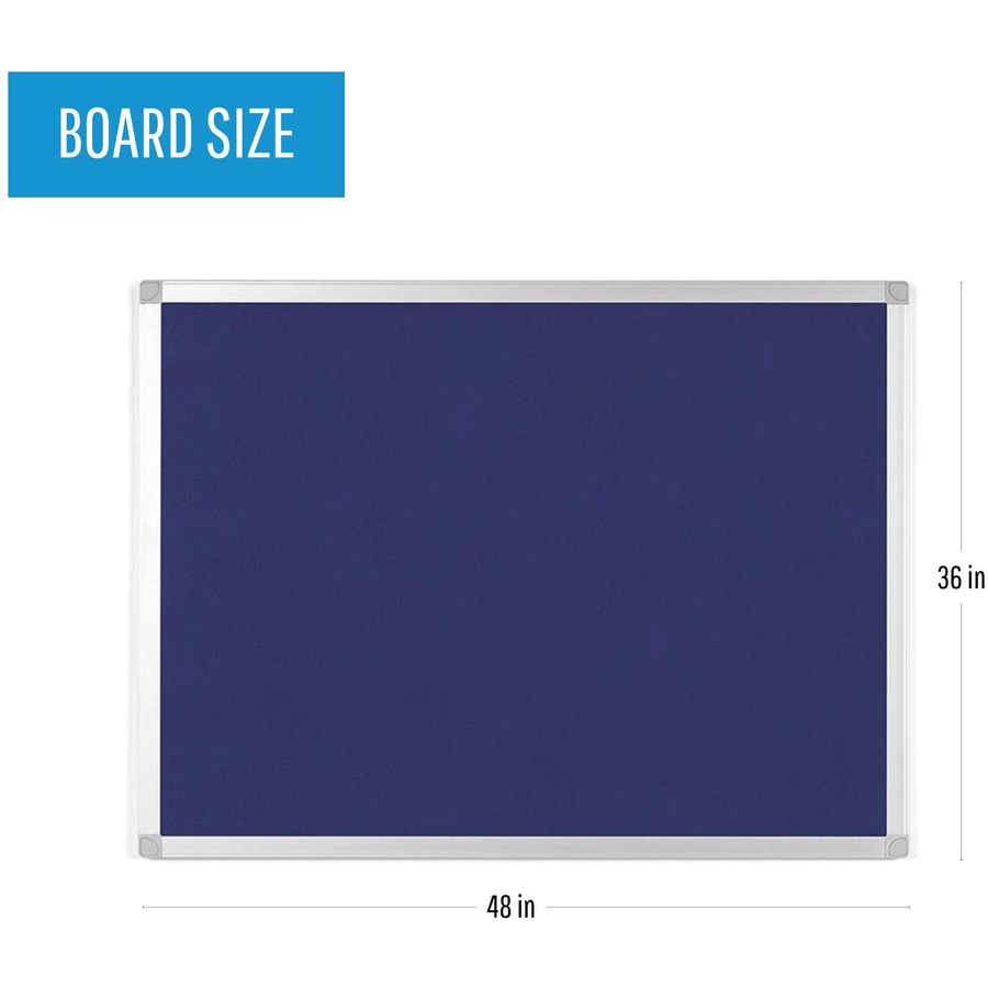 MasterVision Ayda Fabric 36"W Bulletin Board - Blue Fabric Surface - Robust, Tackable, Sleek Style - 1 Each - 0.5" x 36"