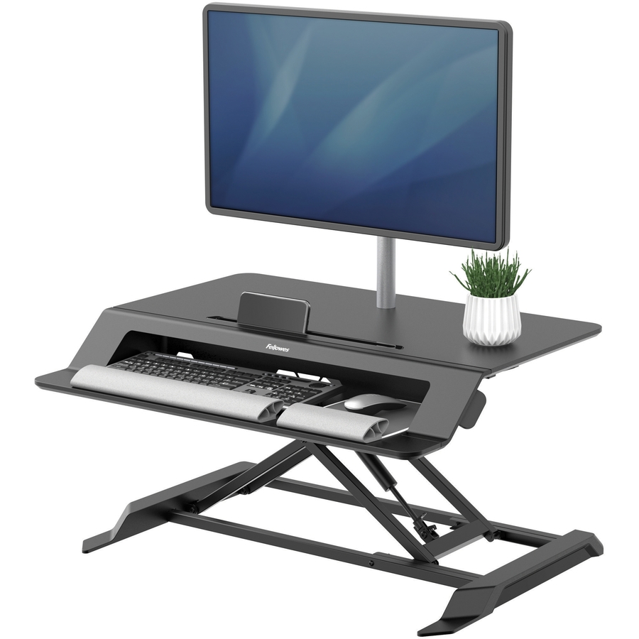 Fellowes Lotus™ LT Sit-Stand - 4.4" Height x 31.5" Width x 24" Depth - Desktop - Black